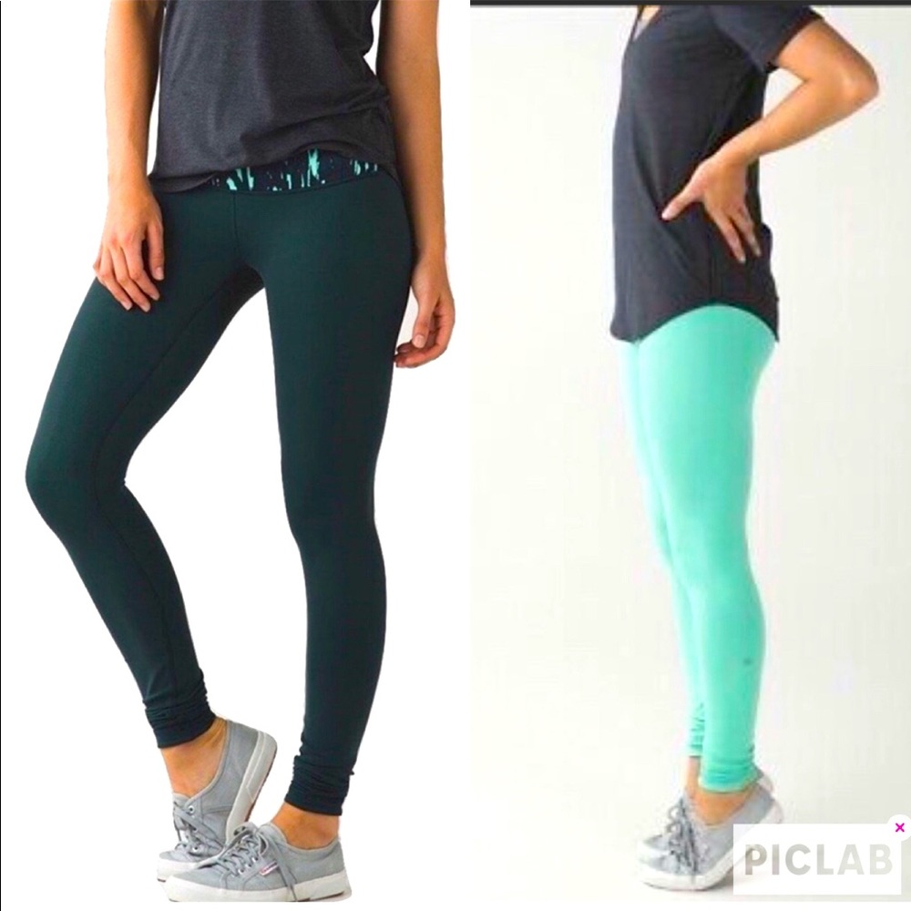 Lululemon Wunder Under Women's Green reversible Legging Pant size 4